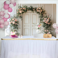 Lofaris Toile de fond de mariage florale avec roses roses et verdure, élégant arrière-plan pour studio photo et événement