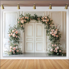 Lofaris Toile de fond de mariage florale avec roses roses et verdure, élégant arrière-plan pour studio photo et événement