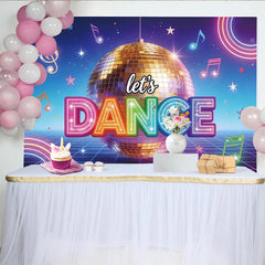 Lofaris Toile de fond de fête dansante avec boule disco et néons colorés, magnifique décor musical rétro pour studio photo et événement