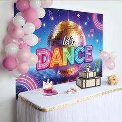 Lofaris Toile de fond de fête dansante avec boule disco et néons colorés, magnifique décor musical rétro pour studio photo et événement