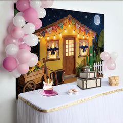 Lofaris Toile de fond de photographie ambiance fiesta avec lune et guitare, magnifique décor de fête pour studio photo et événement