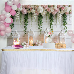 Lofaris Toile de fond mariage florale rose et blanche avec lanternes, élégant décor romantique pour événement et studio photo