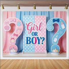Lofaris Toile de fond pour baby shower fille ou garçon à pois rose et bleu, décor festif avec biberons et couronnes pour studio photo