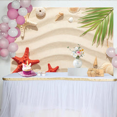 Lofaris Toile de fond de photographie plage sable fin avec coquillages et étoiles de mer, arrière-plan tropical estival pour studio photo