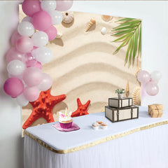 Lofaris Toile de fond de photographie plage sable fin avec coquillages et étoiles de mer, arrière-plan tropical estival pour studio photo