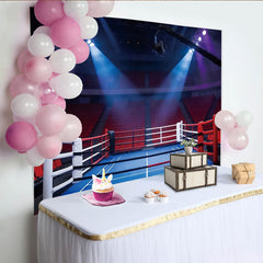 Lofaris Toile de fond de ring de boxe pour sport de combat avec projecteurs, magnifique arrière-plan pour studio photo ou événement sportif