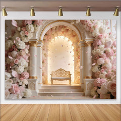 Lofaris Toile de fond de photographie florale romantique pour mariage, élégant arrière-plan avec roses et pétales pour studio photo