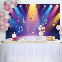 Lofaris Lumières vives et notes colorées, toile de fond de photographie de fête musicale, décor de scène étincelant pour studio photo