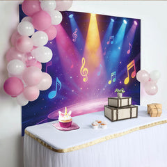 Lofaris Toile de fond scène musicale lumières colorées et notes, arrière-plan de photographie pour fête et studio photo