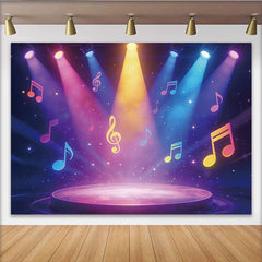 Lofaris Toile de fond scène musicale lumières colorées et notes, arrière-plan de photographie pour fête et studio photo