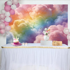 Lofaris Toile de fond de photographie nuages pastel arc-en-ciel, arrière-plan artistique et onirique pour portrait et studio