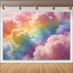 Lofaris Toile de fond de photographie nuages pastel arc-en-ciel, arrière-plan artistique et onirique pour portrait et studio