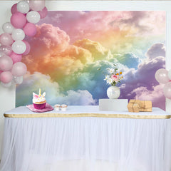 Lofaris Toile de fond de photographie nuages arc-en-ciel pastel et rêveurs, magnifique arrière-plan pour studio photo et portrait