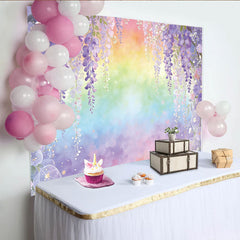 Lofaris Toile de fond de photographie glycine violette et arc-en-ciel, magnifique arrière-plan artistique pour studio photo