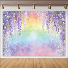 Lofaris Toile de fond de photographie glycine violette et arc-en-ciel, magnifique arrière-plan artistique pour studio photo