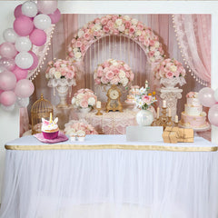 Lofaris Toile de fond de photographie florale élégante roses et perles, magnifique décor romantique pour studio photo et célébration