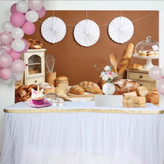 Lofaris Toile de fond photographie boulangerie rustique avec pain et farine, arrière-plan chaleureux pour studio photo et décoration de cuisine