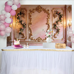Lofaris Toile de fond de photographie élégante marbre rose et or avec roses, magnifique arrière-plan pour studio photo et événements de luxe