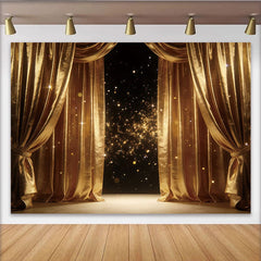 Lofaris Toile de fond de photographie de rideaux dorés scintillants pour scène, élégant décor de studio photo pour événements et portraits