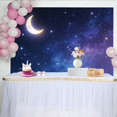 Lofaris Toile de fond de photographie ciel étoilé avec lune et étoiles brillantes, magnifique arrière-plan galaxie pour studio photo et fête