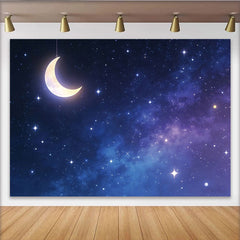 Lofaris Toile de fond de photographie ciel étoilé avec lune et étoiles brillantes, magnifique arrière-plan galaxie pour studio photo et fête