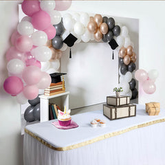 Lofaris Arche de ballons blanche grise et or rose pour la remise des diplômes, décor de fête élégant pour studio photo