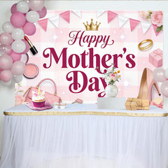 Lofaris Toile de fond rose Fête des Mères avec fleurs et accessoires, élégant décor de célébration pour studio photo