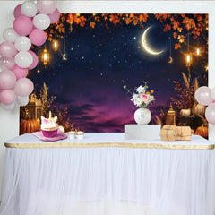 Lofaris Toile de fond d'automne feuilles d'érable et citrouilles, nuit étoilée, magnifique décor de fête pour studio photo