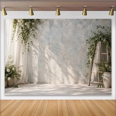 Lofaris Toile de fond de photographie fine art avec verdure et mur texturé, élégant arrière-plan de studio pour portrait et mariage