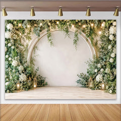Lofaris Toile de fond de photographie florale élégante avec arche et verdure luxuriante, véritable arrière-plan lumineux pour studio photo