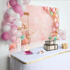 Lofaris Toile de fond pour anniversaire rose et or avec ballons pour fille, magnifique décor de fête pour studio photo