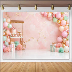 Lofaris Toile de fond pour anniversaire rose et or avec ballons pour fille, magnifique décor de fête pour studio photo