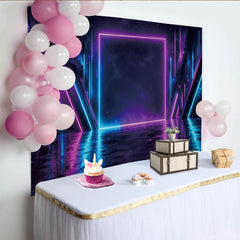 Lofaris Toile de fond de photographie abstraite néon futuriste avec reflets, arrière-plan géométrique lumineux pour studio photo