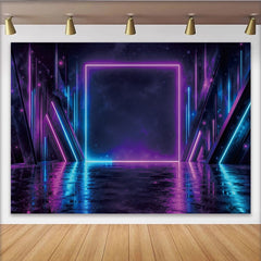 Lofaris Toile de fond de photographie abstraite néon futuriste avec reflets, arrière-plan géométrique lumineux pour studio photo