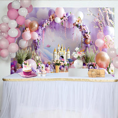 Lofaris Décor de photographie Château de ballons de rêve, arche violette et rose pour anniversaire
