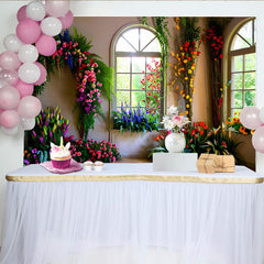 Lofaris Décor de photographie Mur floral intérieur, fenêtres lumineuses et tulipes pour décoration printanière