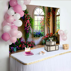Lofaris Décor de photographie Mur floral intérieur, fenêtres lumineuses et tulipes pour décoration printanière