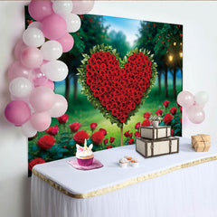 Lofaris Décor de photographie Cœur de roses Saint-Valentin, chemin de jardin romantique
