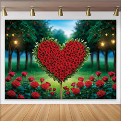 Lofaris Décor de photographie Cœur de roses Saint-Valentin, chemin de jardin romantique