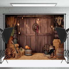 Cake Smash Rétro Brun En bois Porte Cow-boy Toile de fond