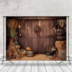 Cake Smash Rétro Brun En bois Porte Cow-boy Toile de fond