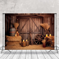 Cake Smash Brun Occidental Cow-boy Bois Grange Porte Toile de fond