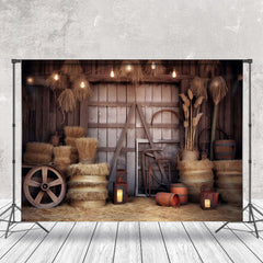 Cake Smash Rétro Rustique En bois Grange Porte Foins Cow-boy Toile de fond