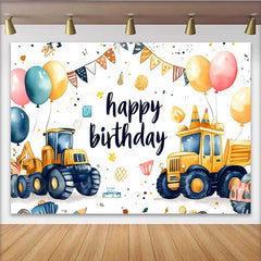 Lofaris Toile de fond anniversaire camion construction, fond fête cône camion benne, bannière table gâteau anniversaire garçon
