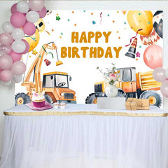 Lofaris Toile de fond anniversaire grue construction, fond confettis ballon camion, accessoire décoration fête garçon