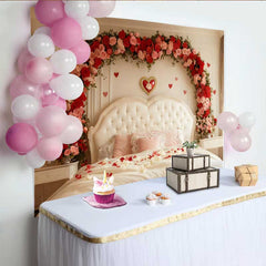 Lofaris Toile de fond Saint-Valentin, accessoire tête de lit arche florale rose rouge chambre romantique