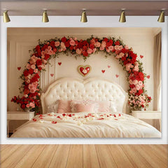 Lofaris Toile de fond Saint-Valentin, accessoire tête de lit arche florale rose rouge chambre romantique