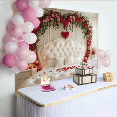 Lofaris Toile de fond Saint-Valentin, accessoire tête de lit chambre guirlande verdure rose rouge