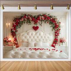 Lofaris Toile de fond Saint-Valentin, accessoire tête de lit chambre guirlande verdure rose rouge