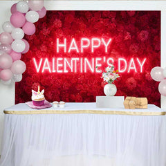 Lofaris Toile de fond Saint-Valentin, caisses en bois rustique avec guirlande de roses et macramé
